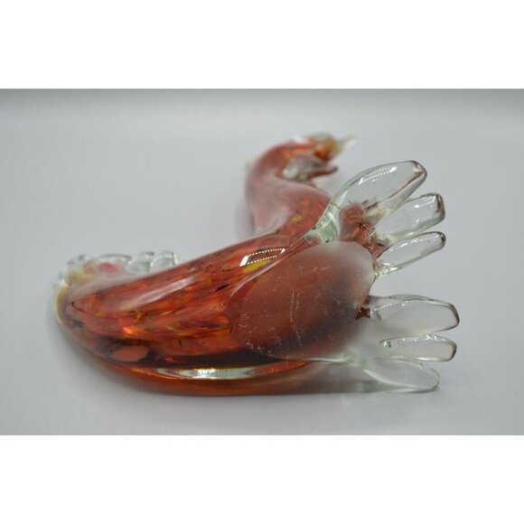 Blown Glass Rooster Figurine Red Clear Chicken Italian Style Vtg Handmade 9" - Picture 9 of 10